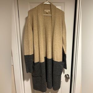 Michael Kors Long Two Tone Open Cardigan